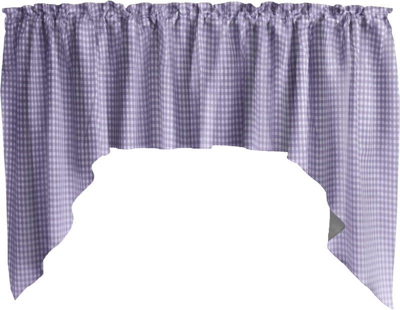 Cotton 1/8inch Gingham Checkered Print Swag Cotton Window Valance Home Décor Bedroom Nursery Kitchen Window (Lavender)